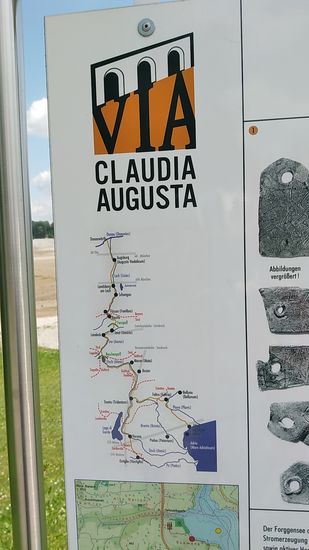 Der grobe Verlauf der Via Claudia Augusta von Donauwörth im Norden zur Adria.