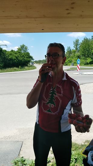 Mein Mittagessen zum direkten Verzehr vor Ort.
Mein "Epfacher-Lunchpaket" vom Frühstück in Form zweier Käse-Wurst-Semmeln gab's wie so oft auf Tour üblich, so gegen Mitte nachmittags...