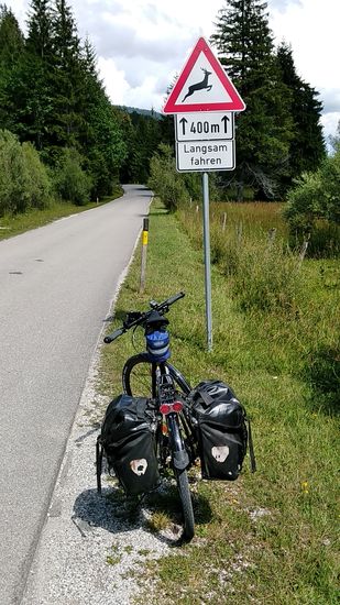 Hab acht !
Diese Straße entlang der Isar zw. Wallgau und Vorderriß ist eine von ca. zwölf Mautstraßen in Südbayern, die erst in den 60er Jahren ausgebaut wurde und seitdem als gebührenpflichtige Forststsraße - für Radler allerdings gebührenfrei   - geführt wird.