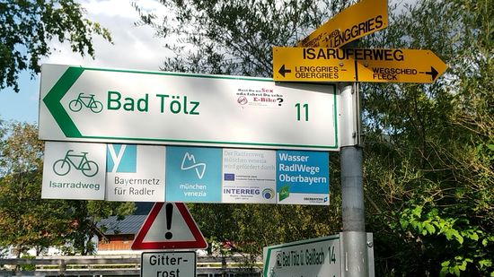 Kurz vor Lenggries sind es noch 11 km bis Bad Tölz.