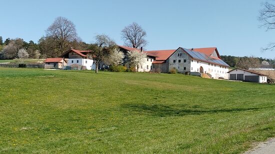 Da steht er auf einer kleinen Anhöhe, der Vierseithof der Hausruckingers aus dem Jahre 1818.