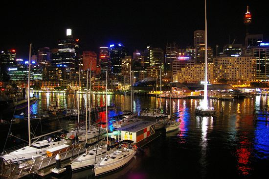 Nächtliches Sydney am Darling Harbour