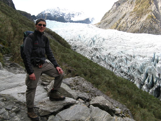 Vor dem Einstieg in den "Fox Glacier".