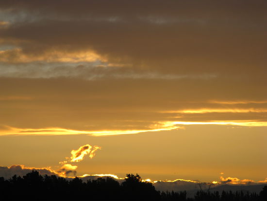 Sonnenuntergang kurz vor Ankunft in "Christchurch".