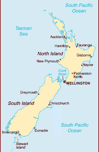 Uebersichtskarte Neuseeland