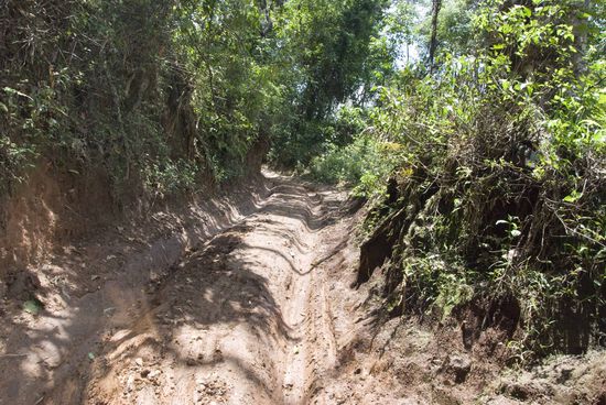 Hier gab es mit unserem Jeep absolut kein Weiterkommen. Macht nichts, der Weg war eh der falsche.