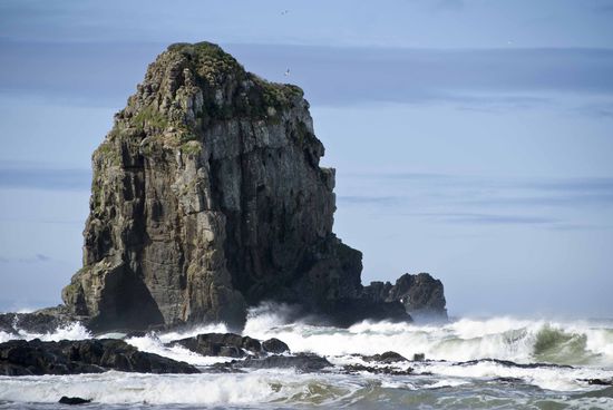 An der Cannibal Bay. Die Brandung an Neuseelands Küsten ist einfach faszinierend; kraftvoll und so schön anzusehen. Erstaunlich, wie die Herren Pinguin, Robbe und Co. es schaffen, durch diese Wand als durchzukommen.