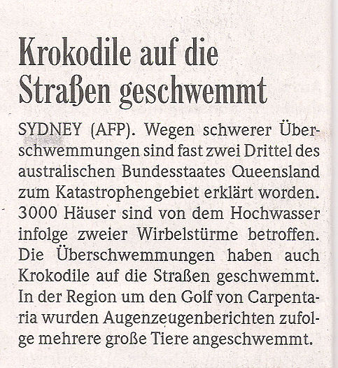 Überschwemmungen im Nordosten, schwere Waldbrände mit vielen Opfern im Südosten um Melbourne herum. Australien hat große Probleme mit dem Klimawandel. Nachrichten vom Januar 2009.
