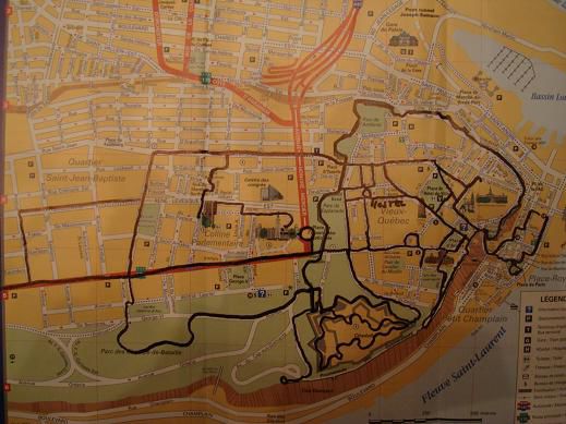 Unsere zu Fuss zurückgelegten Wege in Québec-City…
…manche auch mehrmals