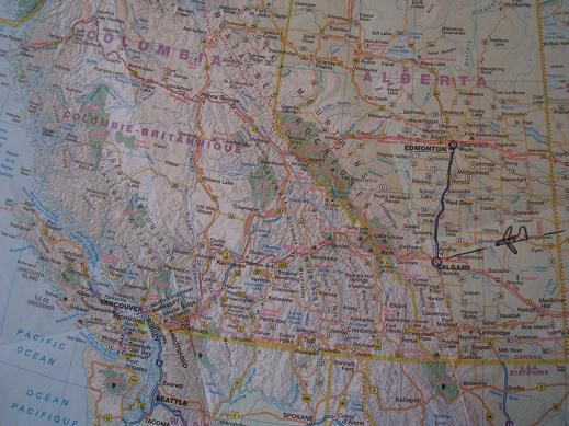 Nun an der Westküste von Canada:
von Calgary nach Edmonton