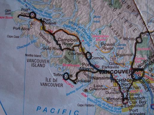 Von Vancouver nach
Victoria, Port Hardy, Courtenay und Tofino