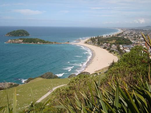 Aussicht auf den Strand von Mount Maunganui
