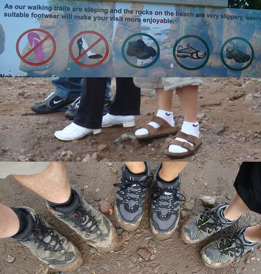 Schuhhinweistafeln
Schuhwerk der Japaner
unsere Schuhe am Schluss