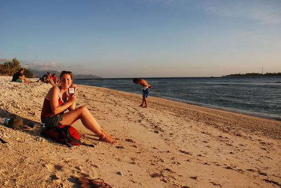 Mit dem SangSom von Melanie beim Sonnenuntergang.