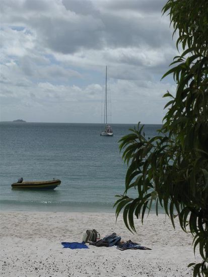 WhiteheavenBeach mit unserem Segelboot