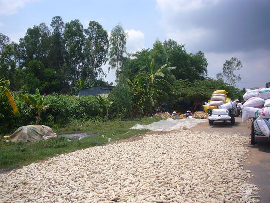 und in Säcken verpackt - dann geht's über die Grenze nach Vietnam