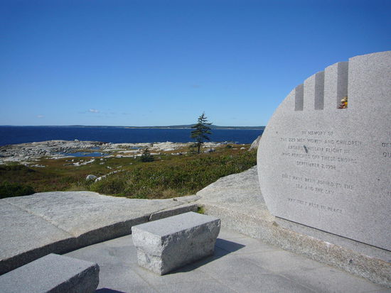 in Memory of the 229 men, women and children aboard Swissair flight 111 who perished off these shores - September 2, 1998
they have been joined to the see and the sky - may the rest in peace