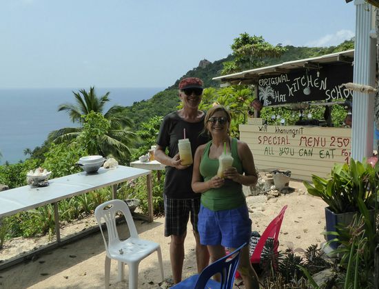 auf dem Weg zur Tanote Bay machten wir hier halt - dieses Restaurant und Kochschule betreibt eine Dame, die zeitweise in Österreich wohnt, da ihre Tochter in der Nähe von Klosterneuburg verheiratet ist