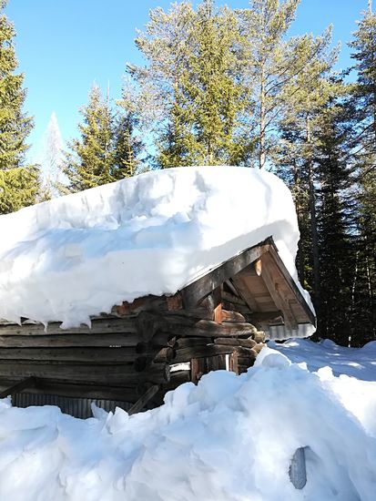 3.März und immer noch solche Schneemengen vor der Tür (in der Nähe der Lottensee Hütte)