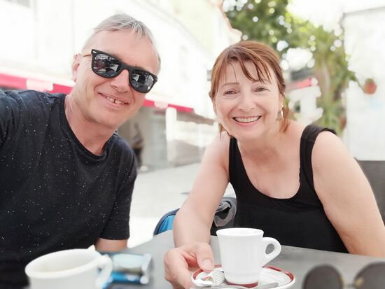 noch einen gemütlichen Espresso vor Abfahrt mit dem Zug