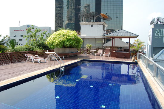 Der Pool auf der Dachterrasse.