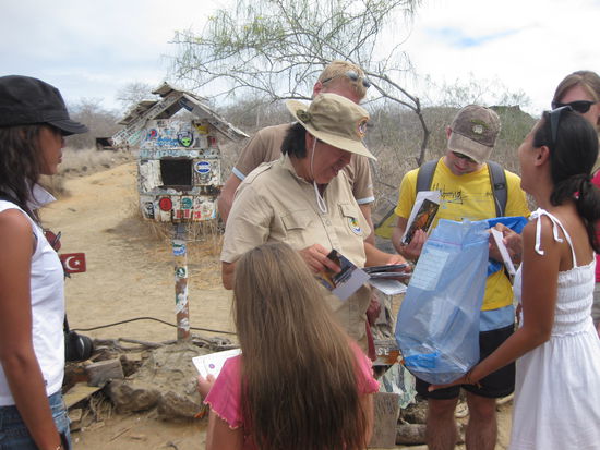 Beim Durchstoebern der Postkarten, die darauf warten mitgenommen zu werden.