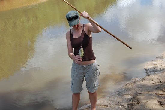 Zum Schluss hab ich es dann auch endlich geschafft und einen an der Angel gehabt. Die Biester fressen einem das Fleisch vom Haken, so schnell kann man net gucken.