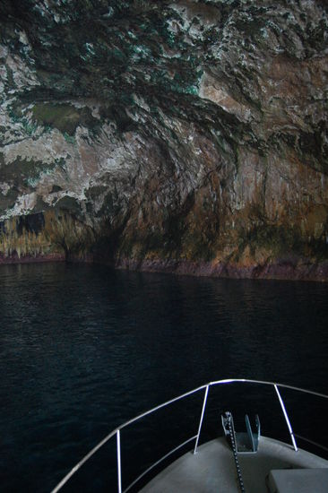 ...mit dem Boot reinfuhren.