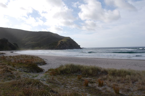 Unser Schlafplatz an einer der wunderschoenen Straende...