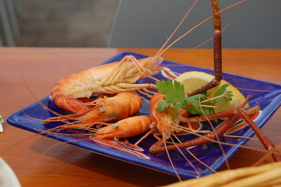 ...und unsere frisch gefangenen nun rot gekochten Garnelen.