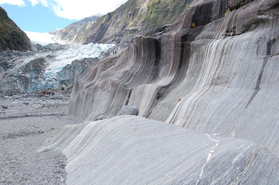 Vom Gletscher glatt geschliffene Felsen.