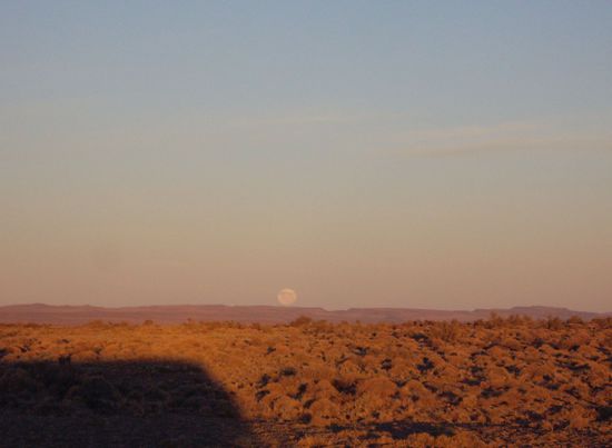 ...links der Mondaufgang. Was ein Farbspektakel. Hab selten so viel Lilatöne gesehen wie in der letzten Woche im Süden Patagoniens