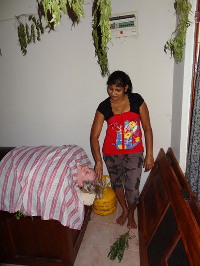 In der Kräutersauna nach einer Massage