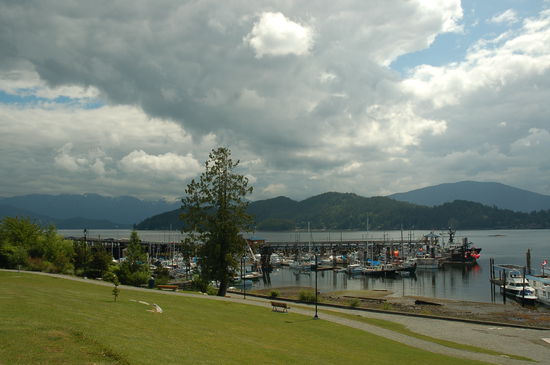 Blick über den Hafen von Gibsons