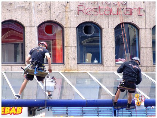 Fensterputzer in der City