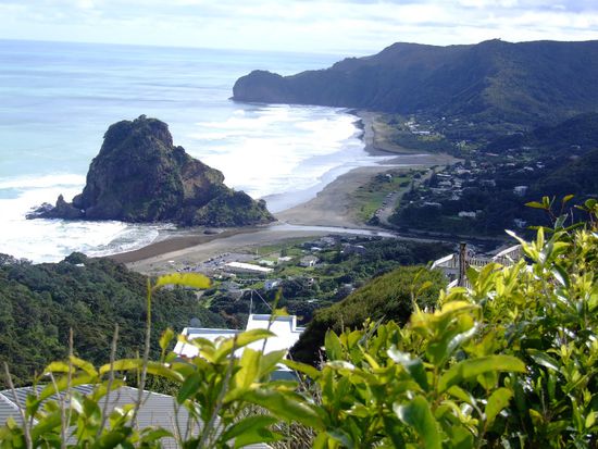 Erster Blick auf Piha Beach
