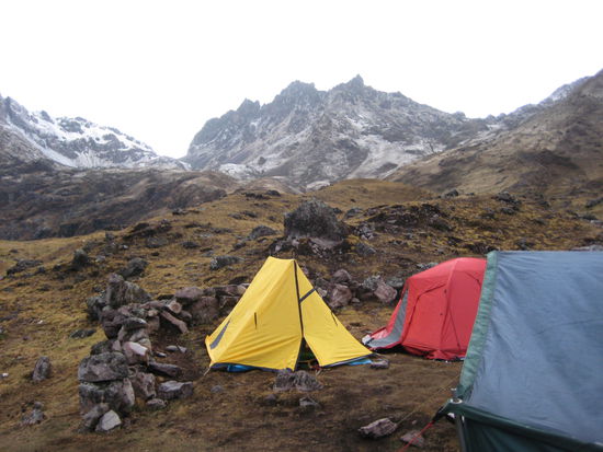 Sleeping in the red tent on Lares Trek
