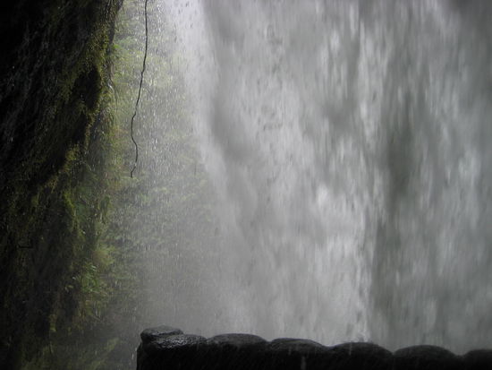 View from behind a waterfall close to Banos