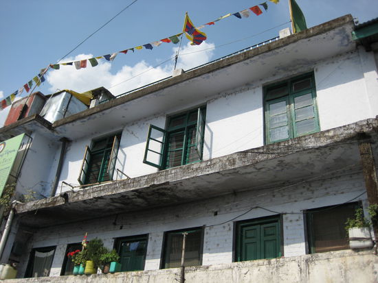 Typical for Tibet, even in India, houses are decorated with flags
