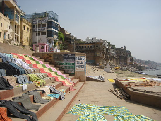 Laundry drying in the sun