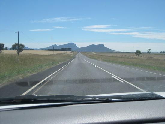 unterwegs, die "Grampians" in der Ferne direkt vor uns