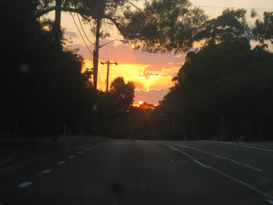 Sonnenuntergang auf dem Weg zum Campingplatz