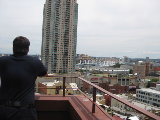 Die Aussicht vom Dach des YH in Richtung "Darling Harbour"