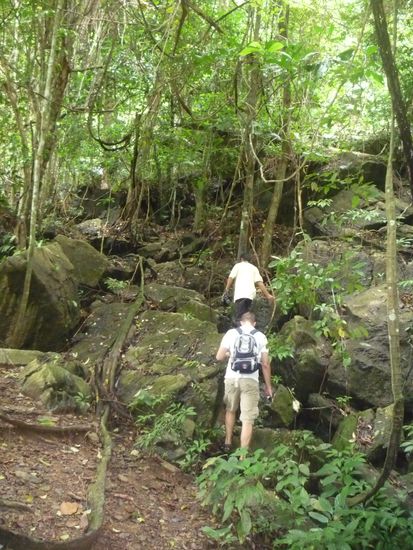 Nach einer halben Stunde Wald- und Bachmarsch erreichten wir dann den Hoehleneingang.