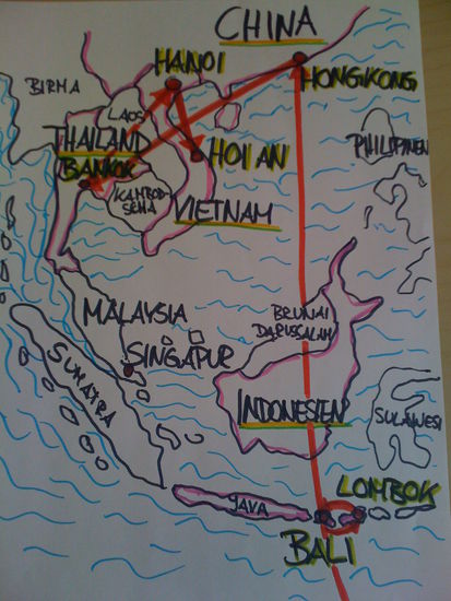 Meine Route von Australien nach Asien