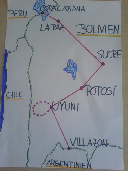 Unsere Route durch Bolivien