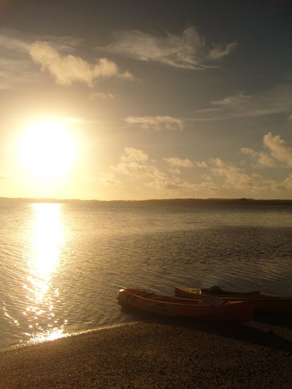 Sonnenuntergang beim Kayak fahren