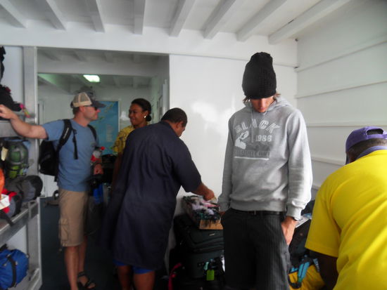 Boarding the Yasawa Flyer.