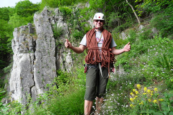 Seil umgebunden - und dann geht´s wieder runter ...