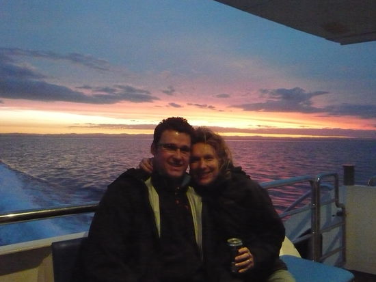 Sonnenuntergang auf dem Tangalooma Flyer